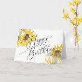 Verjaardagskaart met watercolor zonnebloem kaart (Gele Bloem)
