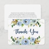 Verjaardagskaart met waterverf bloemen in blauw vo bedankkaart (Voorkant / Achterkant)