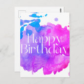 Verjaardagskaart met waterverf ontwerp briefkaart (Voorkant / Achterkant)