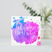 Verjaardagskaart met waterverf ontwerp kaart (Staand voorkant)