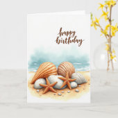 Verjaardagskaart met waterverf schelp kaart (Gele Bloem)