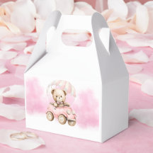 Verjaardagskaart met waterverf teddybeer in roze a