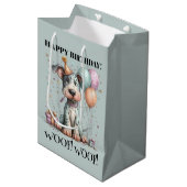 Verjaardagskaart met waterverf voor hondenliefhebb medium cadeauzakje (Voorkant Gekanteld)
