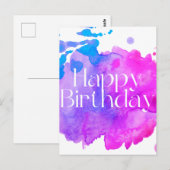 Verjaardagskaart met waterverfdesign briefkaart (Voorkant / Achterkant)
