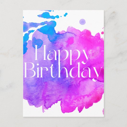 Verjaardagskaart met waterverfdesign briefkaart (Voorkant)