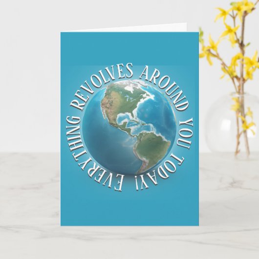 Verjaardagskaart met wereldbol kaart (Gele Bloem)