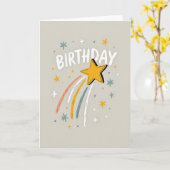 Verjaardagskaart met Whimsical Ster Kaart (Gele Bloem)