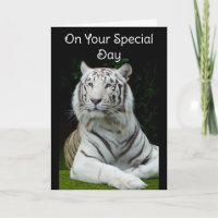 Verjaardagskaart met witte tijger