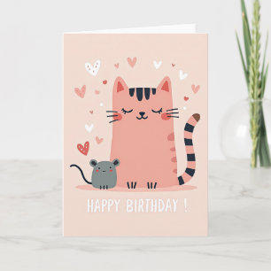 Verjaardagskaart met zachte pastel kat kaart