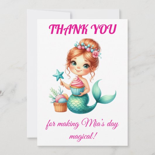 Verjaardagskaart met zeemeermin bedankt 🧜♀️💖 (Voorkant)