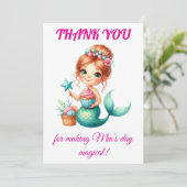 Verjaardagskaart met zeemeermin bedankt 🧜♀️💖 (Staand voorkant)