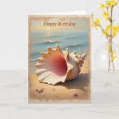Verjaardagskaart met zeeschelp kaart (Gele Bloem)