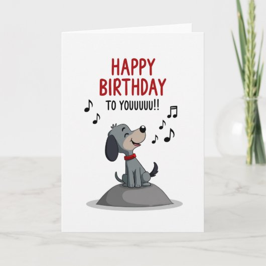 Verjaardagskaart met zingende hond kaart (Voorkant)