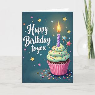 Verjaardagskaart met zoete cupcake kaart