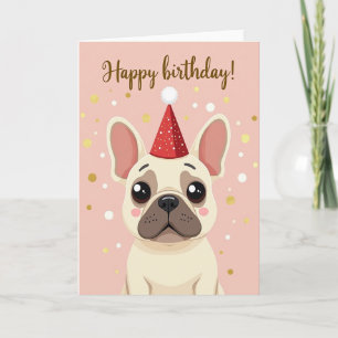 Verjaardagskaart met Zoete Hond Hoed Kaart