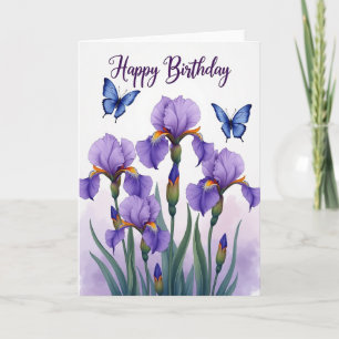 Verjaardagskaart met zoete Iris-bloesems Kaart