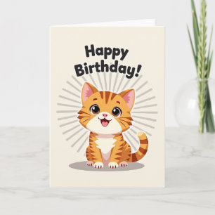 Verjaardagskaart met zoete kattenkunst kaart