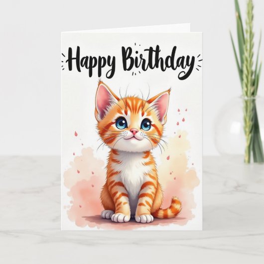 Verjaardagskaart met zoete kitten kaart (Voorkant)