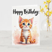 Verjaardagskaart met zoete kitten kaart (Gele Bloem)