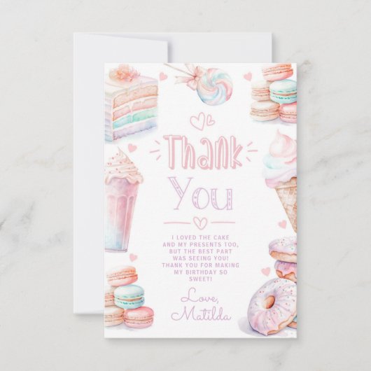 Verjaardagskaart met zoete pastel macarons bedankk kaart (Voorkant)