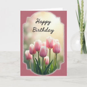 Verjaardagskaart met zoete tulp in bloei kaart