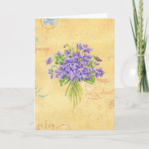 Verjaardagskaart met zoete viooltjesboeket kaart