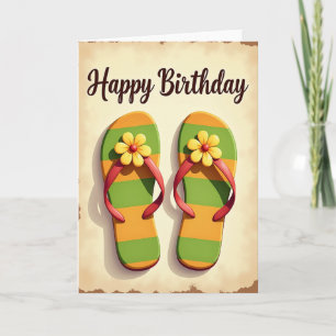 Verjaardagskaart met zomer teenslippers kaart