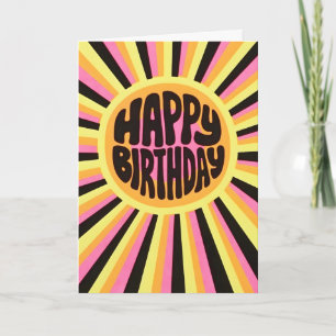 Verjaardagskaart met zonnestraal letterpress kaart