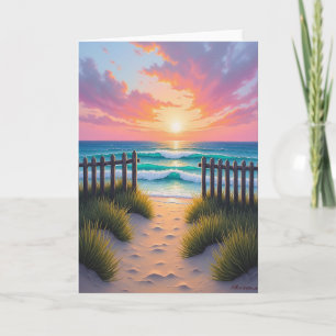 Verjaardagskaart met zonsondergang aan de kust kaart