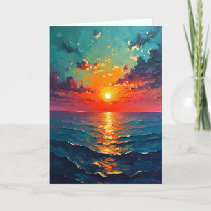 Verjaardagskaart met zonsondergang boven de oceaan kaart