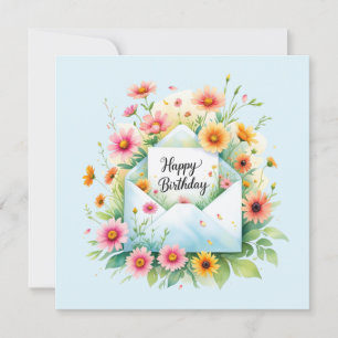 Verjaardagskaart & mooie bloemen feestdagenkaart