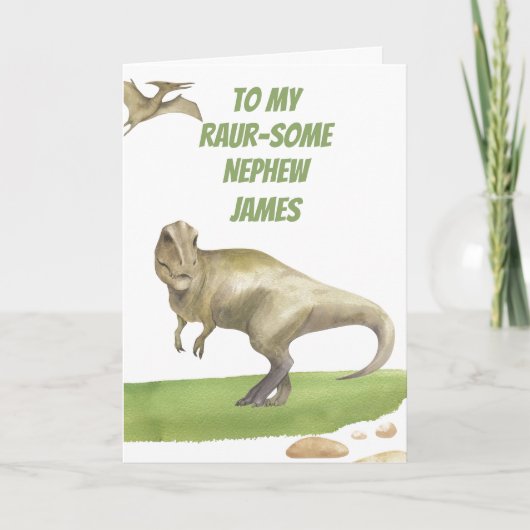 Verjaardagskaart neef met dinosaurus kaart (Voorkant)