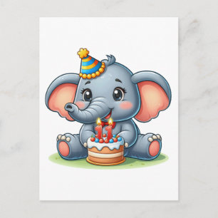Verjaardagskaart olifant 11 jaar uitnodiging briefkaart