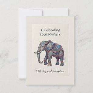 Verjaardagskaart Olifant Reis Viering Bedankkaart