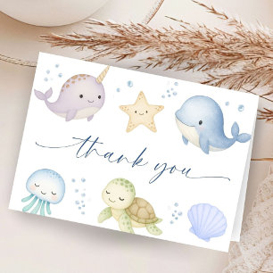 Verjaardagskaart 'Onder de Zee' voor Baby Shower i Bedankkaart