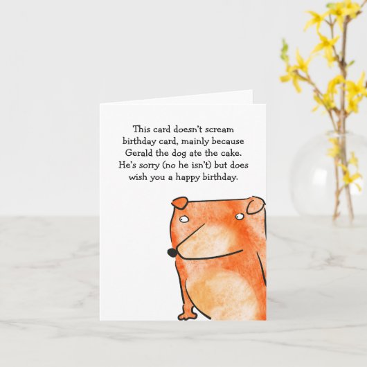 Verjaardagskaart ontbrekende taart kaart (Gele Bloem)