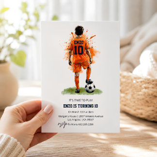 Verjaardagskaart Oranje shirt jongen achteraanzich Kaart