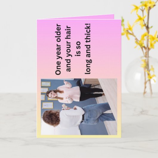 Verjaardagskaart over kinhaar kaart (Gele Bloem)