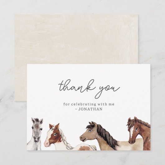Verjaardagskaart paard bedankje bedankkaart (Voorkant / Achterkant)