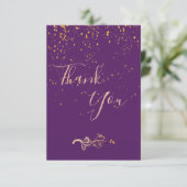 Verjaardagskaart paarse gouden confetti bedankje bedankkaart (Staand voorkant)