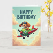 Verjaardagskaart Pilot Pup Kaart (Gele Bloem)
