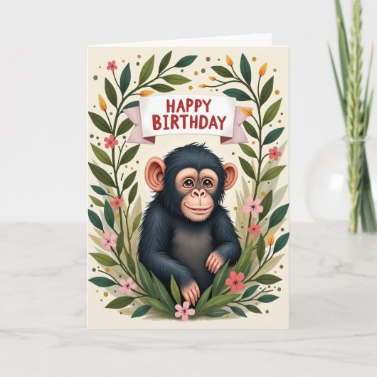 Verjaardagskaart Primate Bloom Kaart (Voorkant)