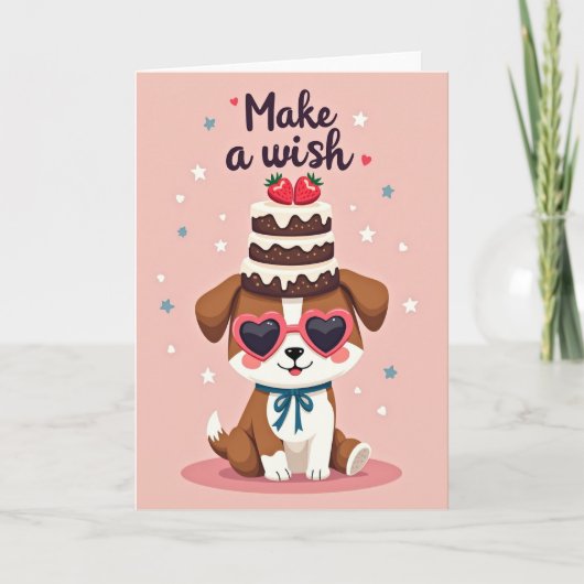 Verjaardagskaart Pup Cake Kaart (Voorkant)