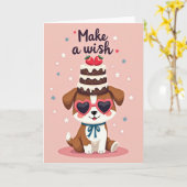 Verjaardagskaart Pup Cake Kaart (Gele Bloem)