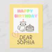 Verjaardagskaart Regenboog Gelukkige Kat Briefkaart (Voorkant)