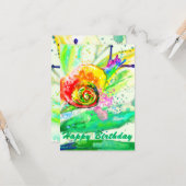 Verjaardagskaart Regenboogkleuren Slakken Schilder Kaart (Voorkant / Achterkant in situ)