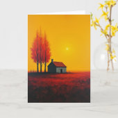 Verjaardagskaart Rode Dak Huis Kaart (Gele Bloem)