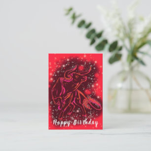 Verjaardagskaart Rode Stier Rennen In Sterrennacht Notitiekaartje