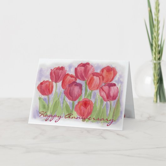Verjaardagskaart Rode Tulpen Kaart (Voorkant)