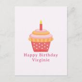 Verjaardagskaart Roze Cupcake  Briefkaart (Voorkant)